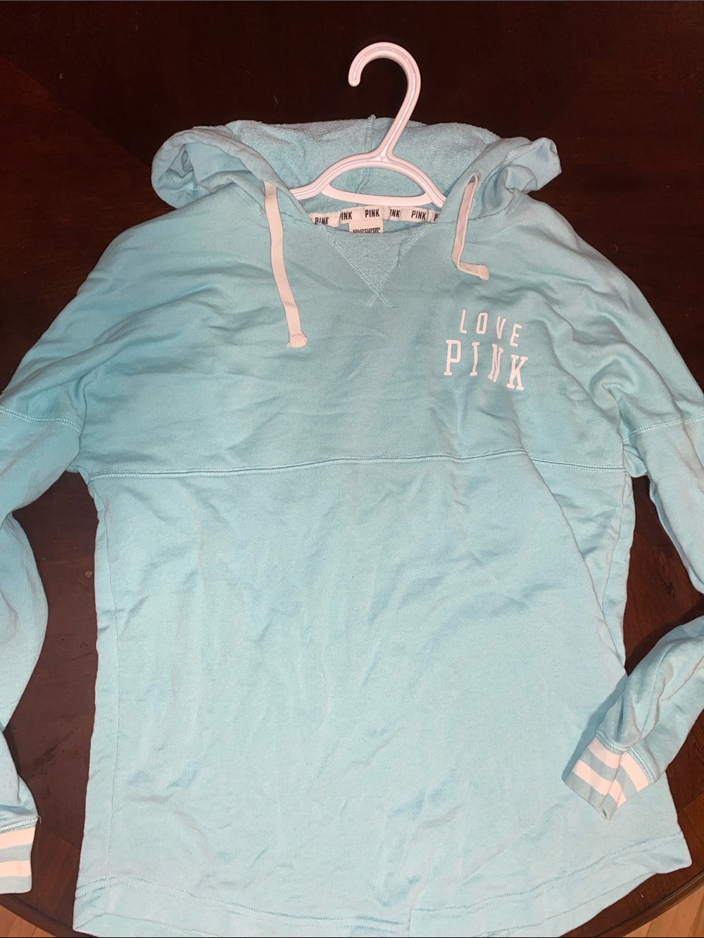 PINK Victoria's Secret Turquoise 'Love PINK' slip hoodie
